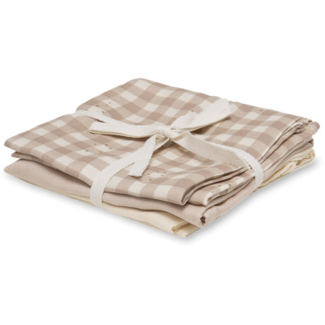 That's Mine Stardust Check Beige Bora Muslin Stofbleer 3-Pak