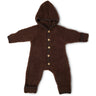 Smallstuff Brown Jumpsuit Bouclé Merino Wool W. Buttons And Hoodie