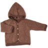 Smallstuff Rose Brown Cardigan Bouclé Merino Wool W. Buttons And Hoodie