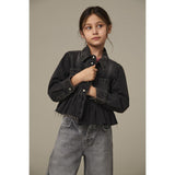 kids ONLY Washed Black Broadway Frill Denim Skjorte Red Akm