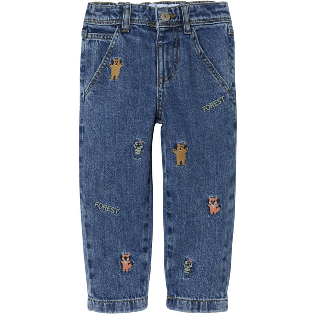 Name It Dark Blue Denim Embroidery Silas Tapered Embellished Jeans