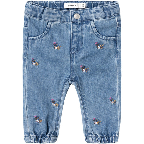 Name It Medium Blue Denim Rose Shaped Embellished Jeans