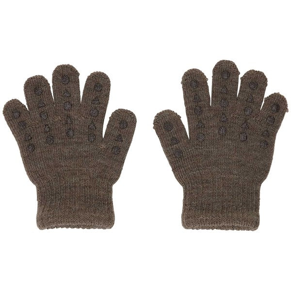 GObabyGO Wool Grip Gloves Brown Melange