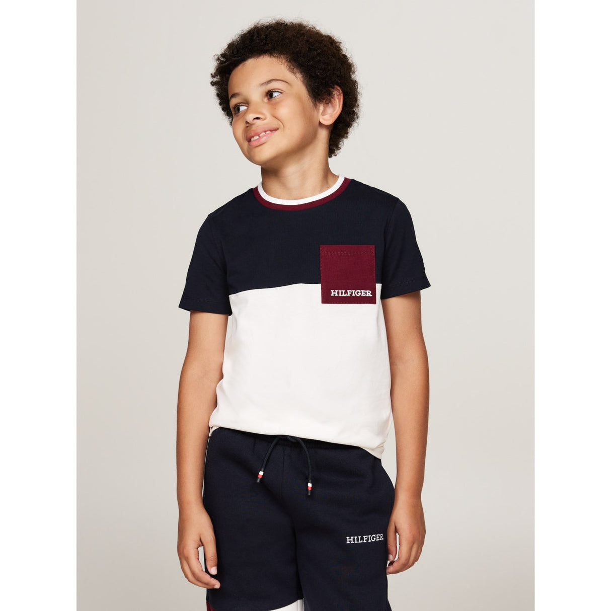 Tommy Hilfiger Ancient White Colorblock Embroidered T-Shirt