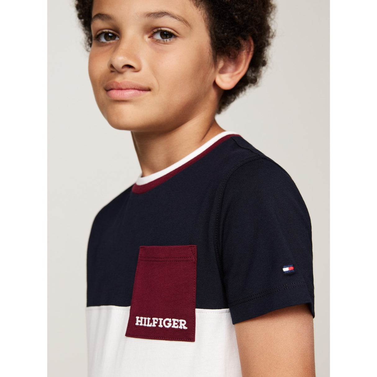 Tommy Hilfiger Ancient White Colorblock Embroidered T-Shirt