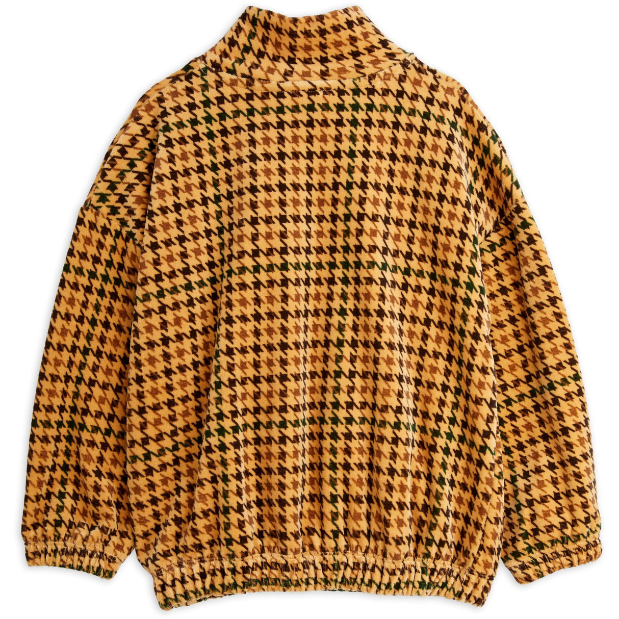 Mini Rodini Beige Dog Houndstooth Aop Velour Halfzip Sweatshirt