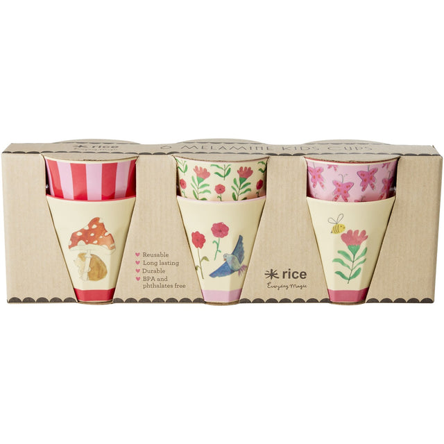 Rice Melamin Kopper Pink Happy Forest Prints - Lille - 6 Pak - 160 ml