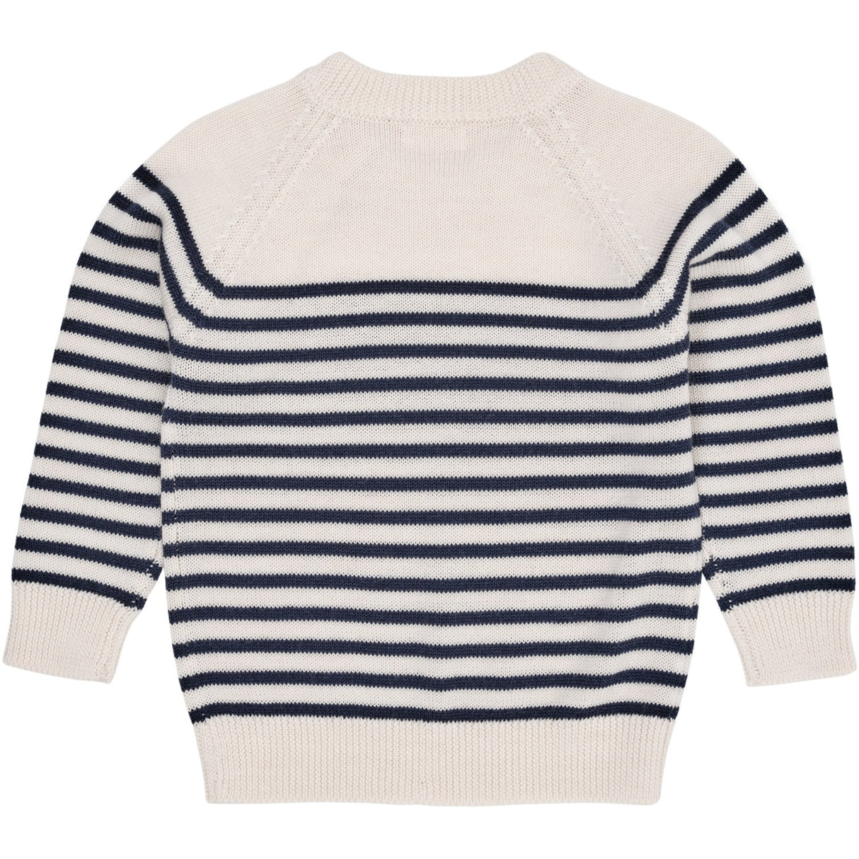 COPENHAGEN COLORS Cream/Navy Stripe Merino Classic Striped Pullover 4