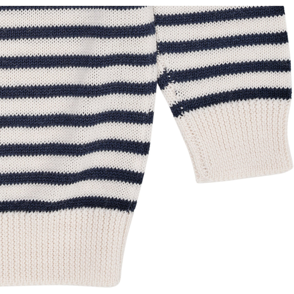 COPENHAGEN COLORS Cream/Navy Stripe Merino Classic Striped Pullover 3