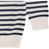 COPENHAGEN COLORS Cream/Navy Stripe Merino Classic Striped Pullover 3