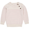 COPENHAGEN COLORS Cream/Dusty Rose Stripe Merino Classic Striped Pullover