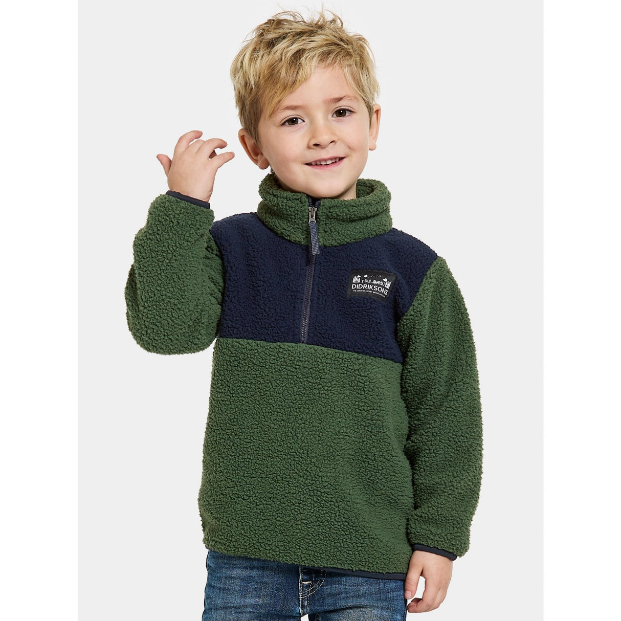 Didriksons Pine Green Gosig Kids Halfzip Fleece Jakke