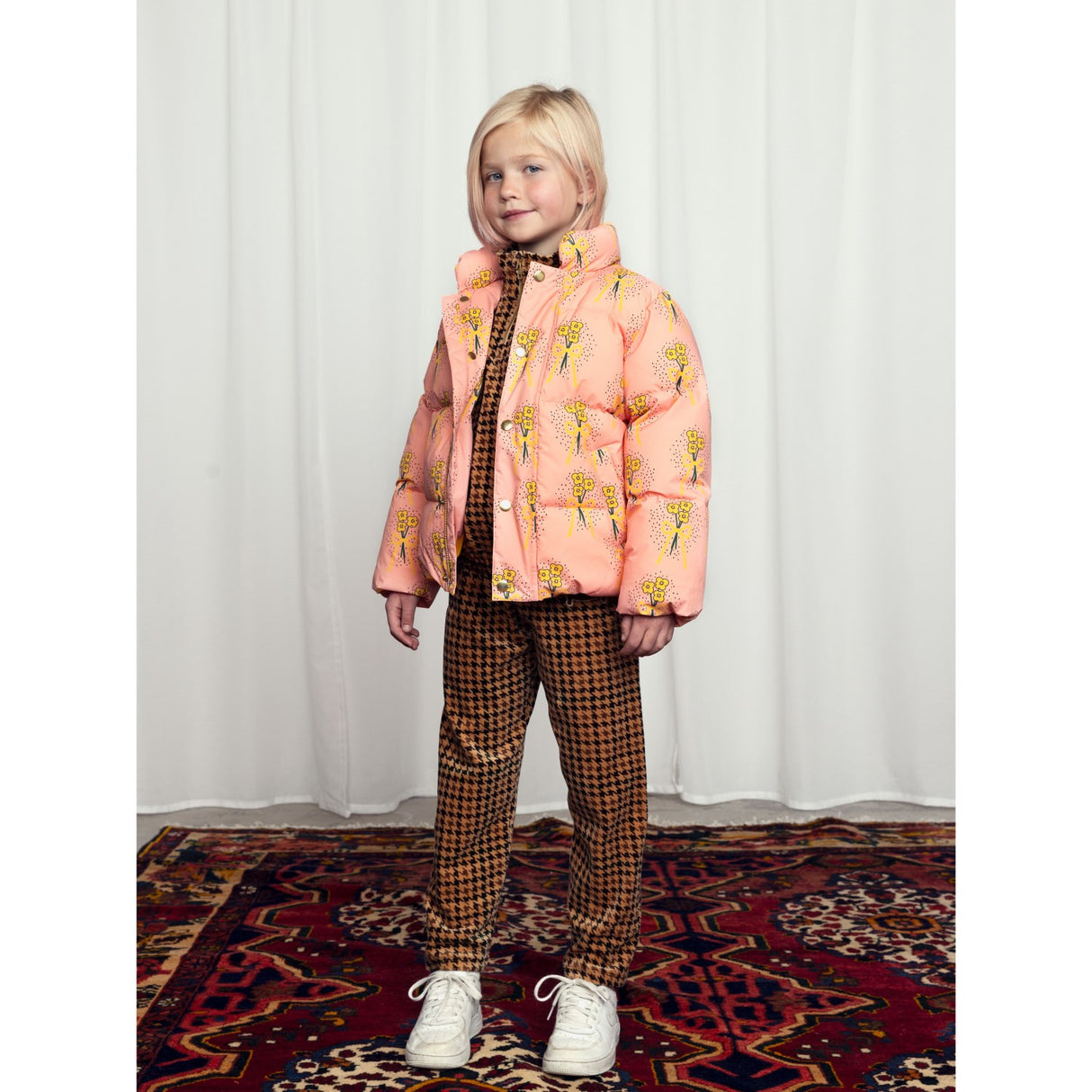 Mini Rodini Pink Winter Flowers Aop City Puffer Jakke