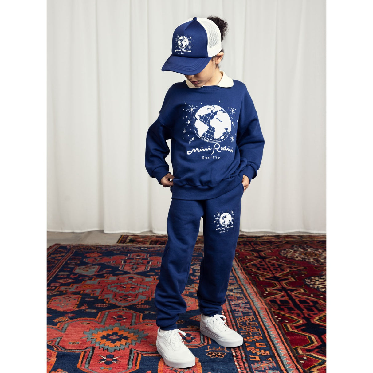 Mini Rodini Blue Mini Rodini Society Emb Collar Sweatshirt