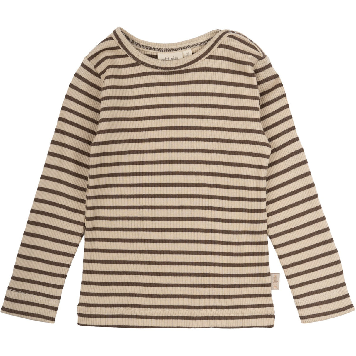 Petit Piao Chocolate Brown/Dark Off White Bluse Modal Striped