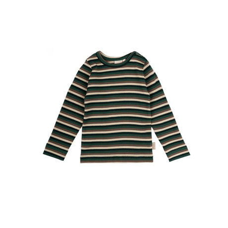 Petit Piao Emerald Green Multi Stripe Bluse Modal Multi Striped