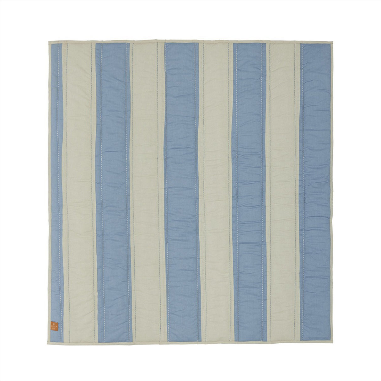 OYOY Blue/Clay Striped Quiltet Tæppe