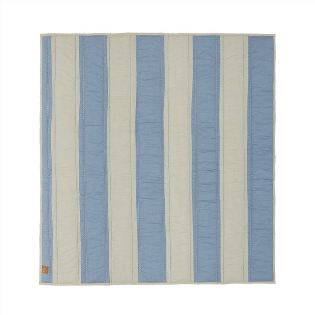OYOY Blue/Clay Striped Quiltet Tæppe