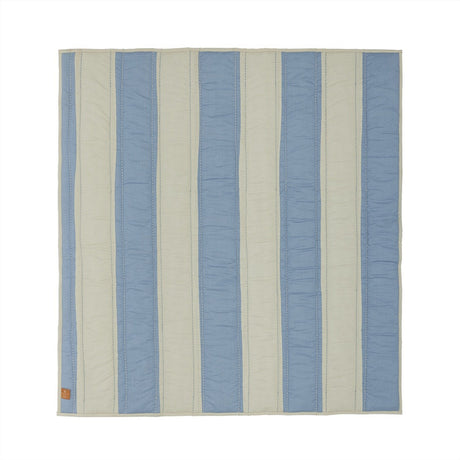 OYOY Blue/Clay Striped Quiltet Tæppe