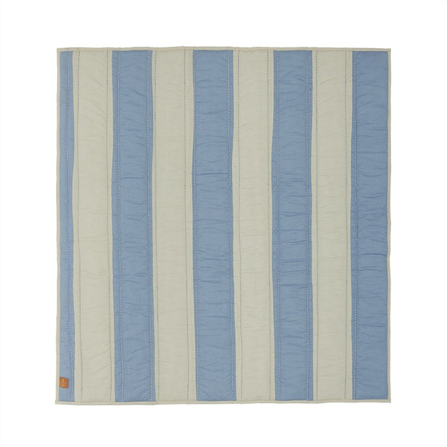 OYOY Blue/Clay Striped Quiltet Tæppe