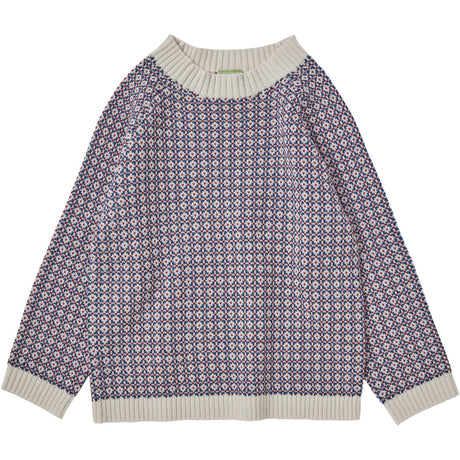 FUB Ecru/Pond Blue/Red Nordic Sweater