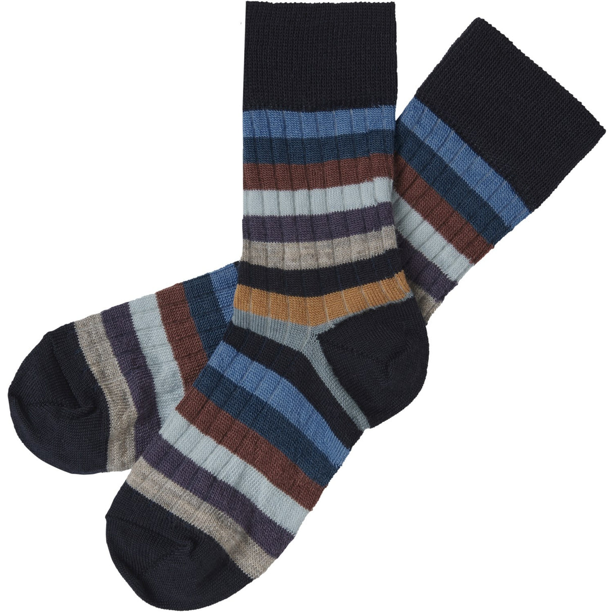 FUB Dark Navy/Multi Stripe 2-pak Classic Stripe Strømper