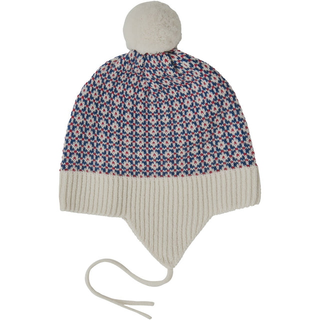 FUB Ecru/Pond Blue/Red Baby Nordic Hat