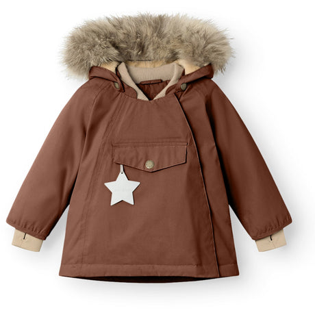 Mini A ture Rootbeer brown Wang Fleece Vinterjakke m. Pels