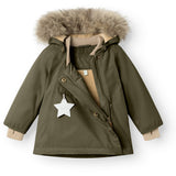 Mini A ture Olive night Wang Fleece Vinterjakke m. Pels