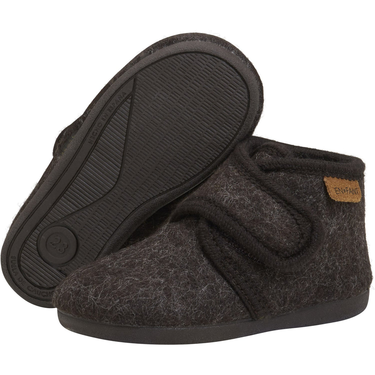 En Fant Chocolate Melange Slippers Uld Velcro