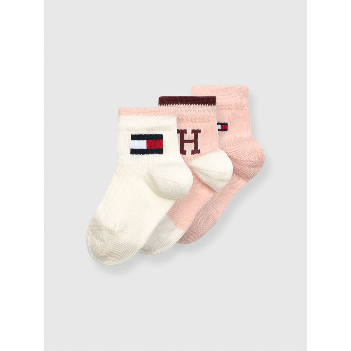 Tommy Hilfiger Soft Pink Baby Strømper 3-pak Iconic Gaveæske