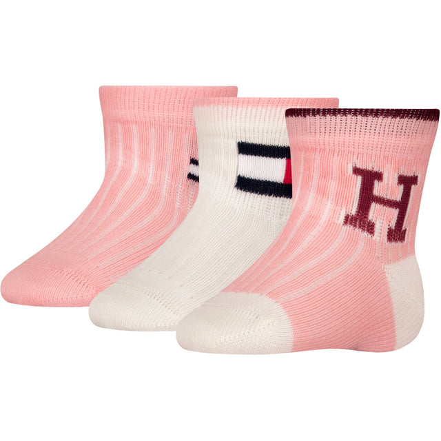 Tommy Hilfiger Soft Pink Baby Strømper 3-pak Iconic Gaveæske