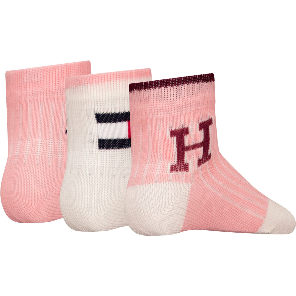 Tommy Hilfiger Soft Pink Baby Strømper 3-pak Iconic Gaveæske