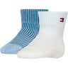 Tommy Hilfiger Light Blue Baby Strømper 2-pak Fold Over Rib