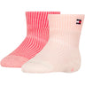 Tommy Hilfiger Soft Pink Baby Strømper 2-pak Fold Over Rib