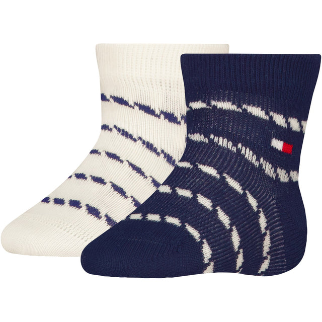 Tommy Hilfiger Navy Baby Strømper 2-pak Breton Stripe