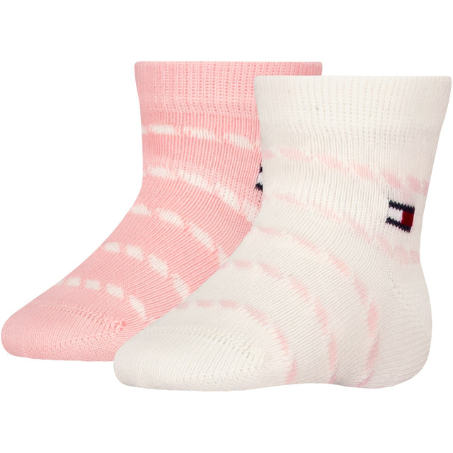 Tommy Hilfiger Soft Pink Baby Strømper 2-pak Breton Stripe