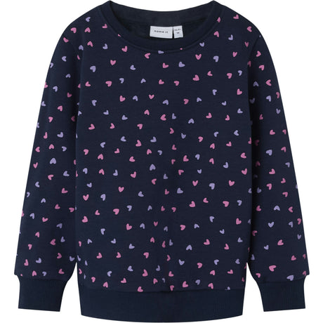 Name It Dark Sapphire Heart AOP Davina Sweatshirt Fleece Noos