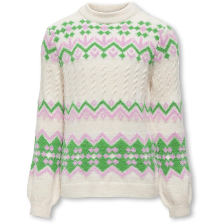 kids ONLY Cloud Dancer Bonbon/Island Green Annabelle Pullover Strik