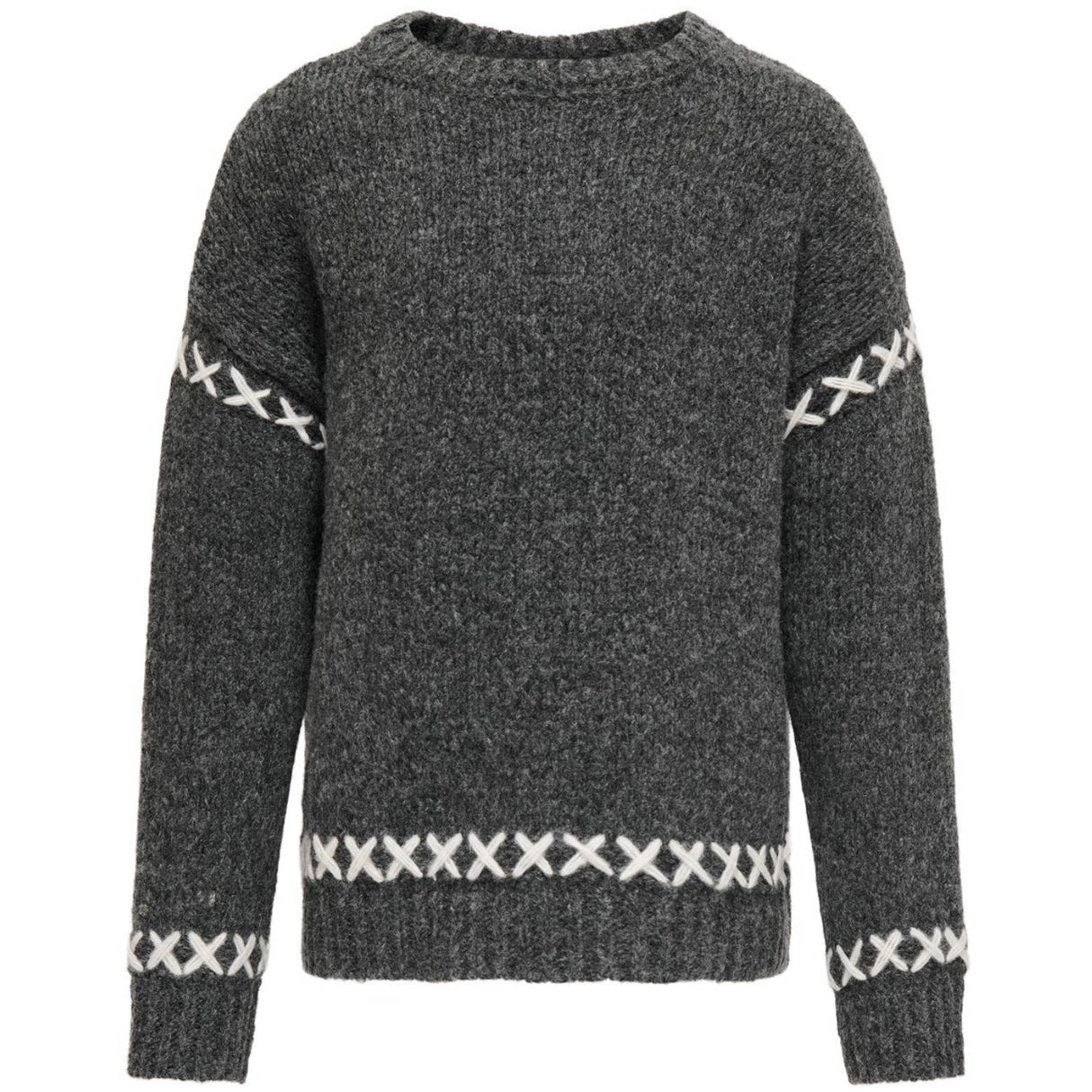 kids ONLY Dark Grey Melange Amanda Life O-Neck Detail Strik Bluse