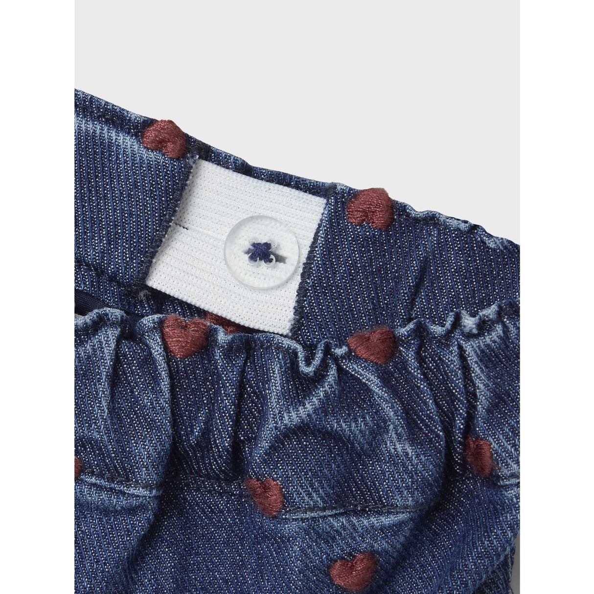 Lil'Atelier Dark Blue Denim Heart Embroidery Liva Loose Jeans