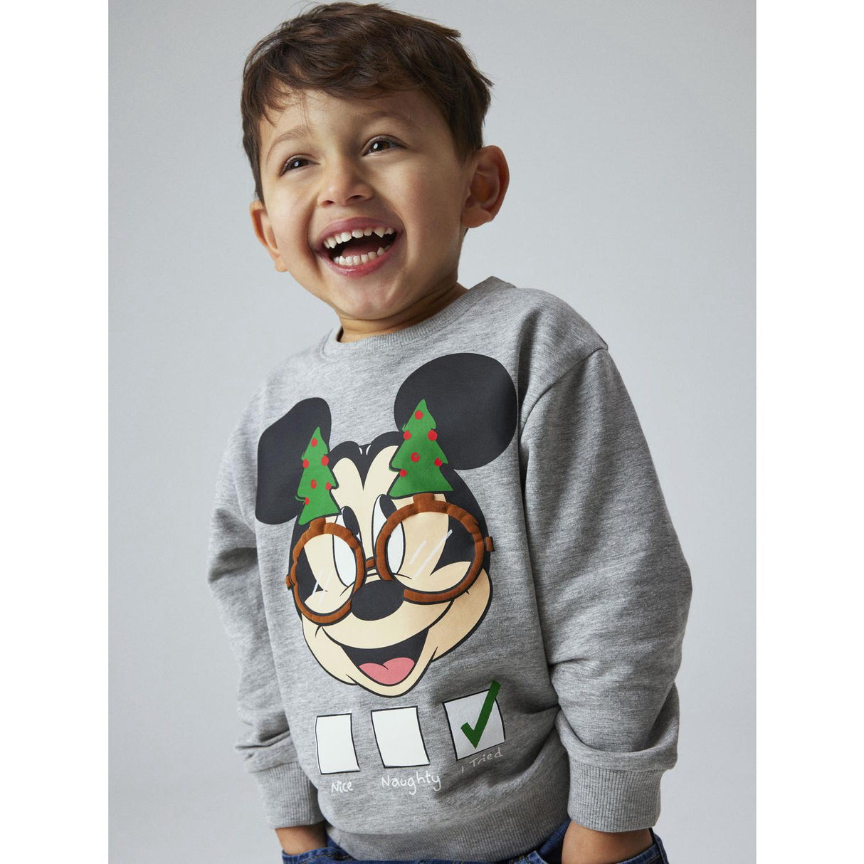 Name It Grey Melange Sello Mickey Mouse Regular Sweatshirt