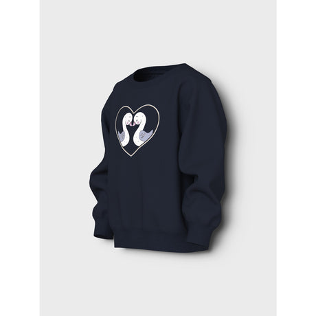 Name It Dark Sapphire Heart Swans Venus Regular Sweatshirt