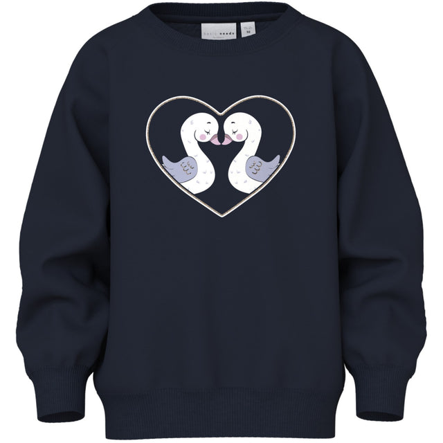 Name It Dark Sapphire Heart Swans Venus Regular Sweatshirt