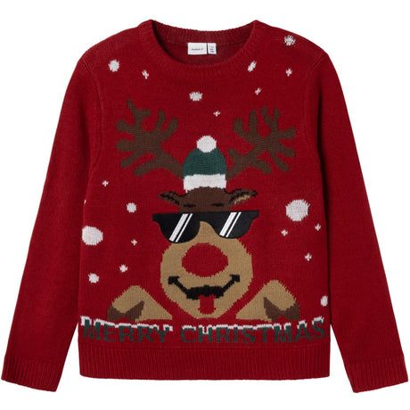 Name It Jester Red Reindeer Rajulle Strik Bluse