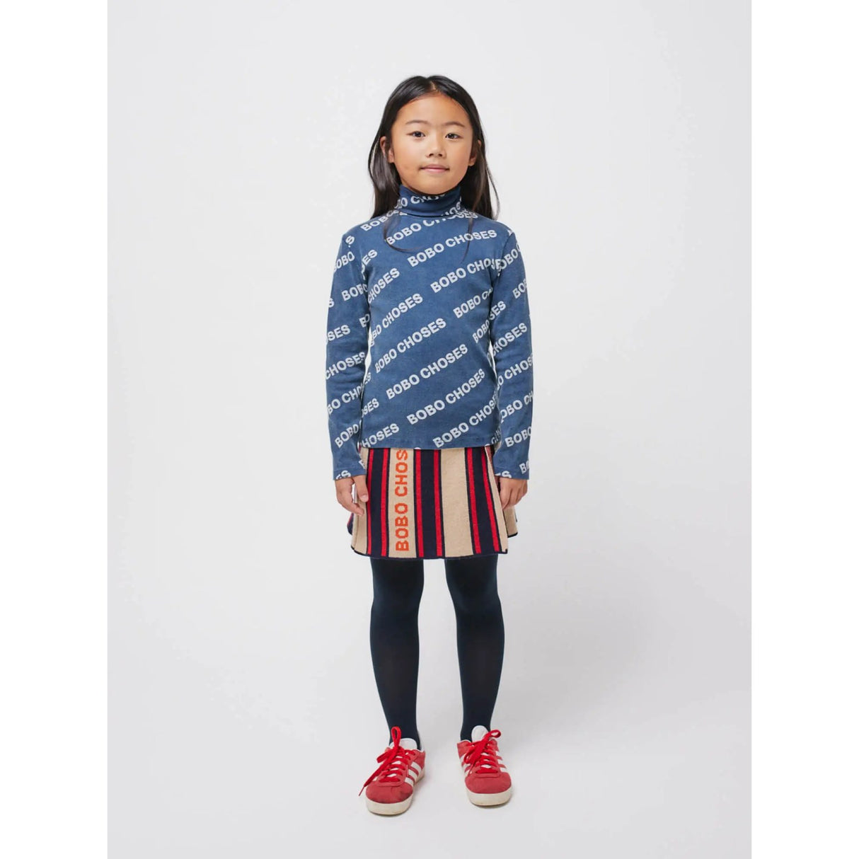 Bobo Choses Midnight Blue All Over Rib Turtle Neck Bluse