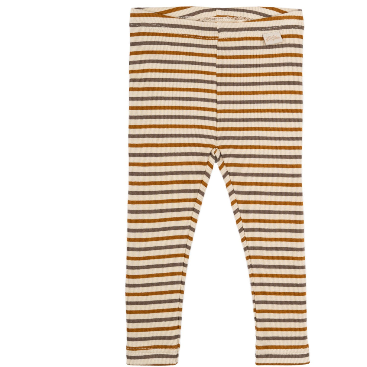 Petit Piao Chocolate Brown/Golden Sun/Dark Off White Leggings Modal Striped