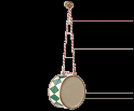 Maileg Metal ornament, Stor tromme - Mørkegrøn