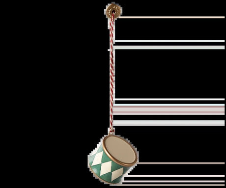 Maileg Metal ornament, Lille tromme - Mørkegrøn