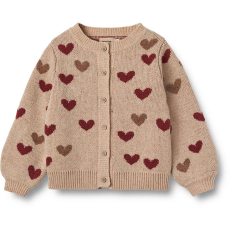 Wheat Offwhite Jacquard Cardigan Hearts